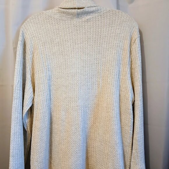 Nwt Cowl neck Waffle Crochet Sweater Top women XXL Ivory Oatmeal Pullover LS - Picture 6 of 9